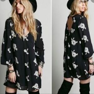 FREE People Austin black embroidered mini dress